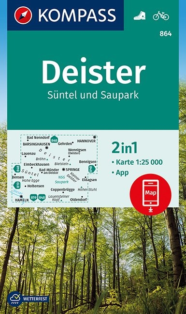 KOMPASS Wanderkarte Deister, Süntel und Saupark - 