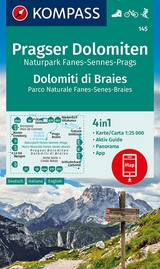 KOMPASS Wanderkarte 145 Pragser Dolomiten, Naturpark Fanes-Sennes-Prags, Dolomiti di Braies, Parco Naturale Fanes-Senes-Braies