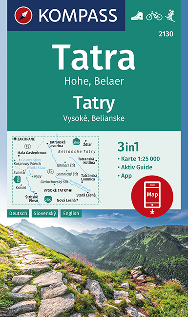 KOMPASS Wanderkarte Tatra Hohe, Belaer, Tatry, Vysoké, Belianske - 