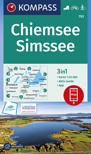 KOMPASS Wanderkarte Chiemsee, Simssee - 