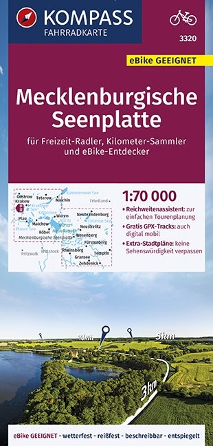 KOMPASS Fahrradkarte Mecklenburgische Seenplatte 1:70.000, FK 3320 - 