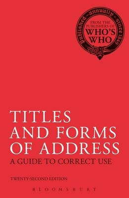 Titles and Forms of Address -  Bloomsbury Publishing