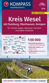 KOMPASS Fahrradkarte 3214 Kreis Wesel mit Duisburg, Oberhausen, Kempen mit Knotenpunkten 1:50.000