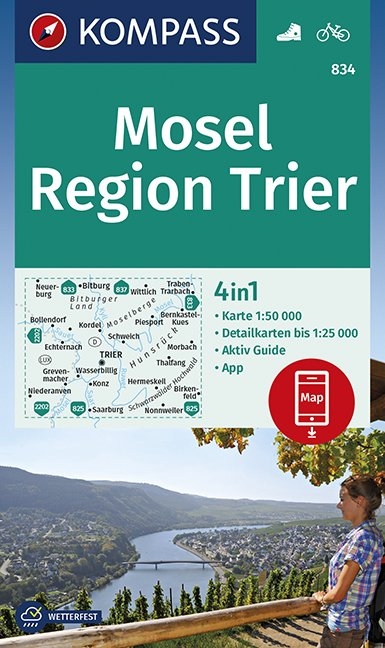 KOMPASS Wanderkarte Mosel, Region Trier - 