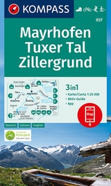 KOMPASS Wanderkarte 037 Mayrhofen, Tuxer Tal, Zillergrund 1:25.000