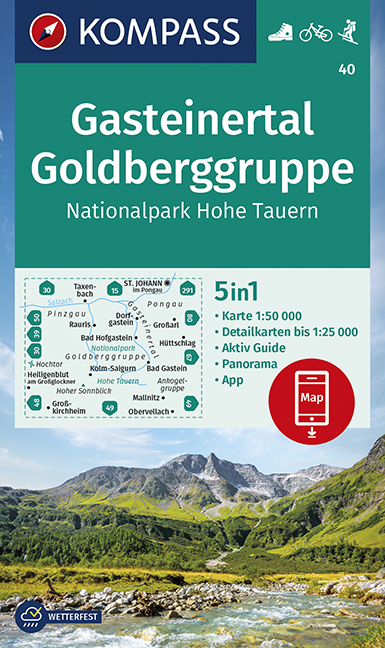 KOMPASS Wanderkarte Gasteinertal, Goldberggruppe, Nationalpark Hohe Tauern - 