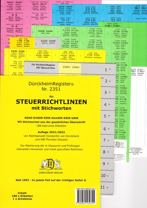 DürckheimRegister® STEUERRICHTLINIEN MIT STICHWORTEN aus der Gesetzesüberschrift - Thorsten Glaubitz, Constantin Dürckheim