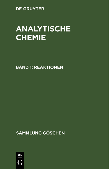 Johannes Hoppe: Analytische Chemie / Reaktionen - Johannes Hoppe