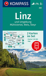 KOMPASS Wanderkarte Linz und Umgebung, Mühlviertel, Wels, Steyr - 