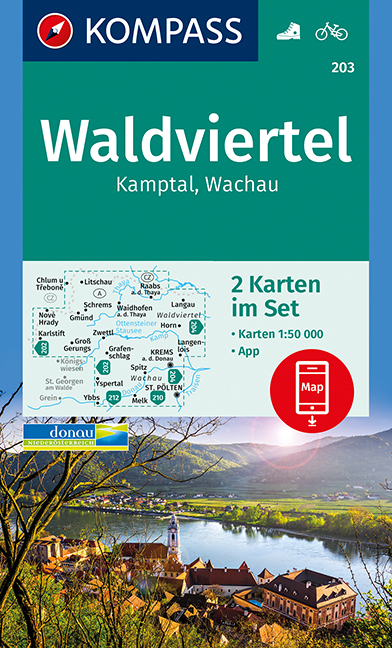 KOMPASS Wanderkarte Waldviertel, Kamptal, Wachau - 