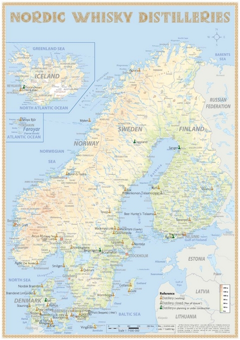 Nordic Whisky Distilleries - Tasting Map 24x34cm - Rüdiger Jörg Hirst