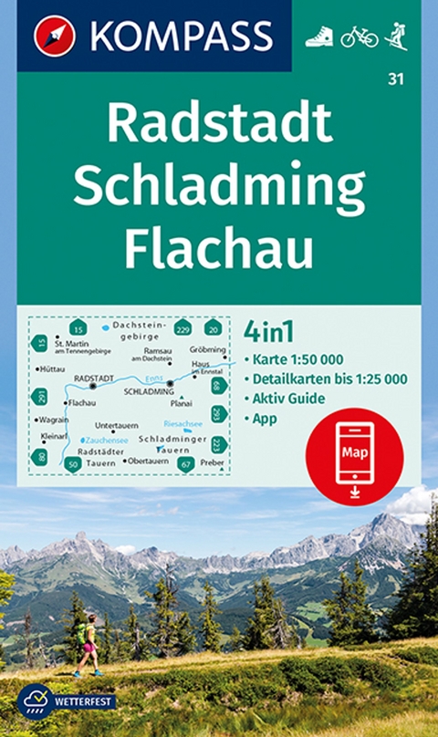 KOMPASS Wanderkarte 31 Radstadt, Schladming, Flachau