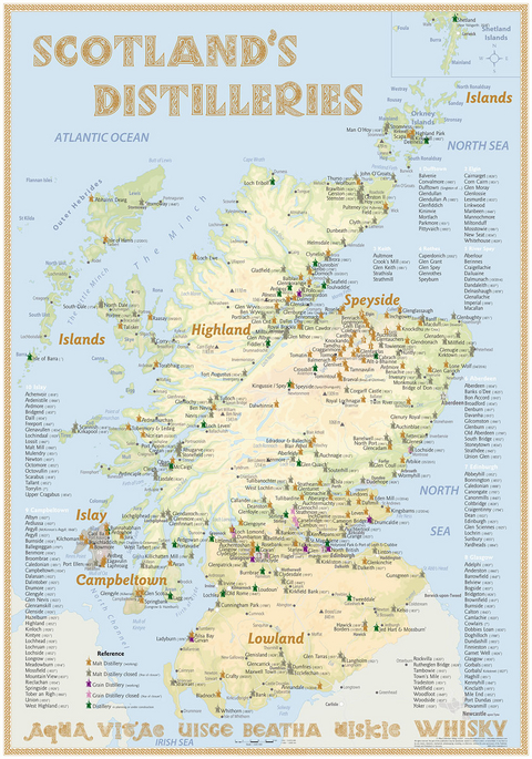 Whisky Distilleries Scotland - Poster 70x100cm Standard Edition - Rüdiger Jörg Hirst