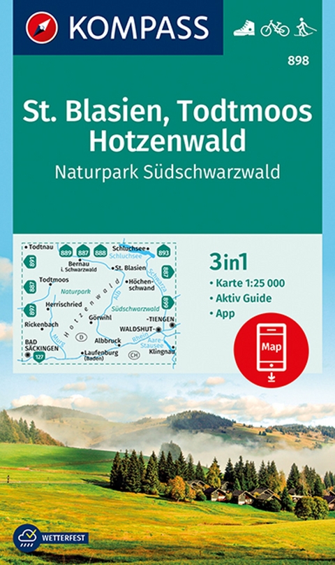 KOMPASS Wanderkarte 898 St. Blasien, Todtmoos, Hotzenwald, Naturpark Südschwarzwald 1:25.000