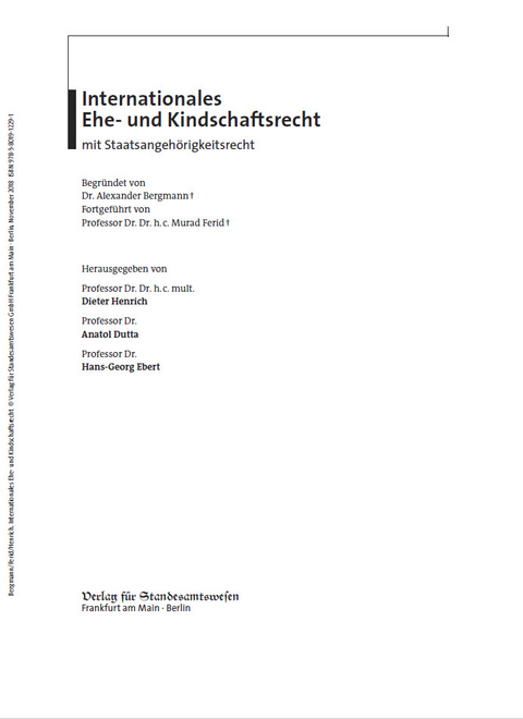 Internationales Ehe- und Kindschaftsrecht mit Staatsangehörigkeitsrecht - 