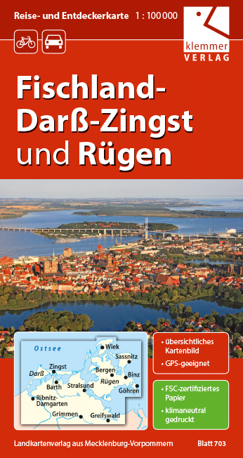 Reise- und Entdeckerkarte Fischland-Darß-Zingst und Rügen - 