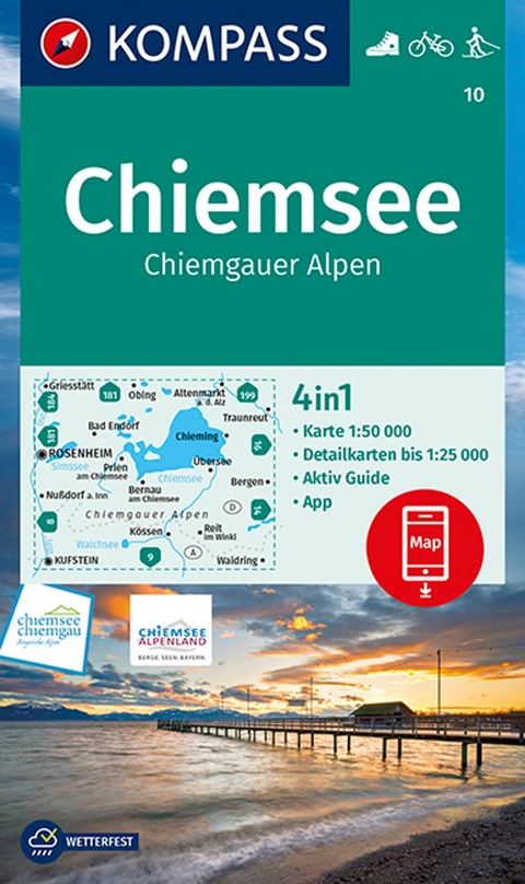 KOMPASS Wanderkarte 10 Chiemsee, Chiemgauer Alpen