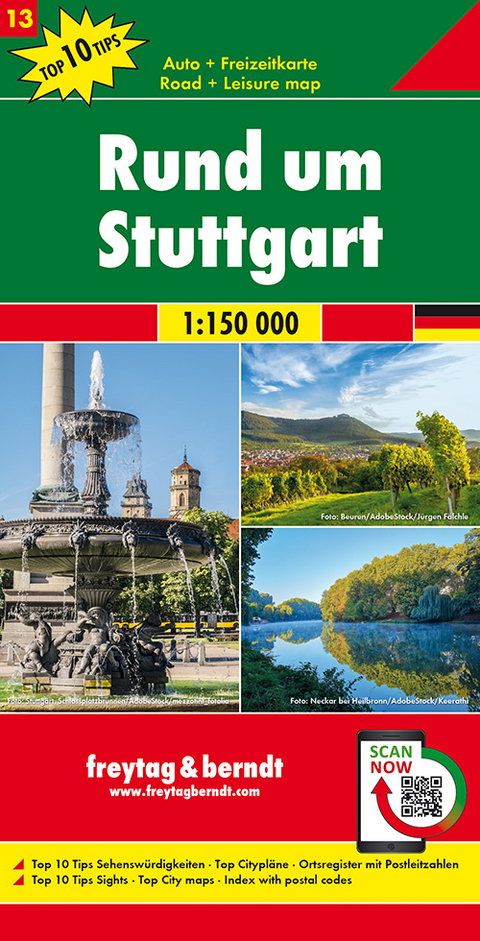 Rund um Stuttgart, Autokarte 1:150.000, Top 10 Tips, Blatt 13 - 