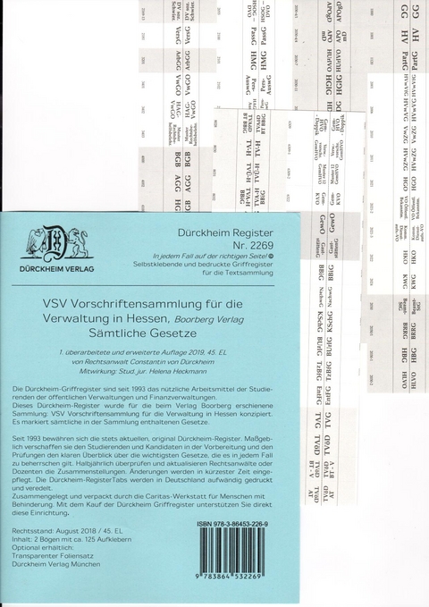 DürckheimRegister® VSV HESSEN, Griffregister BOORBERG Verlag - Constantin Dürckheim