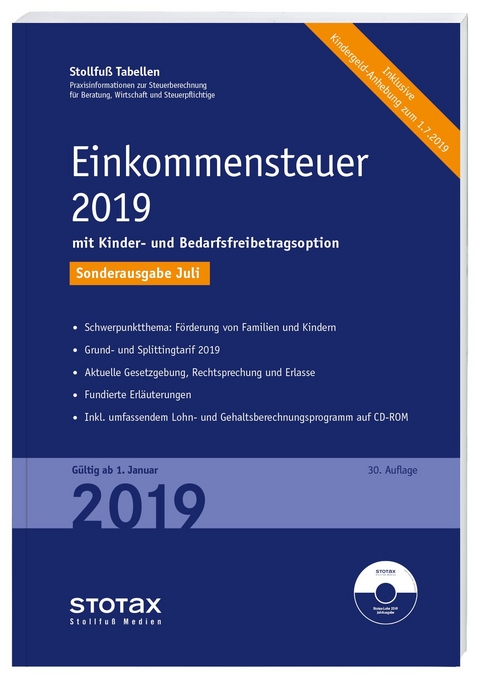 Tabelle, Einkommensteuer 2019 - Sonderausgabe Juli