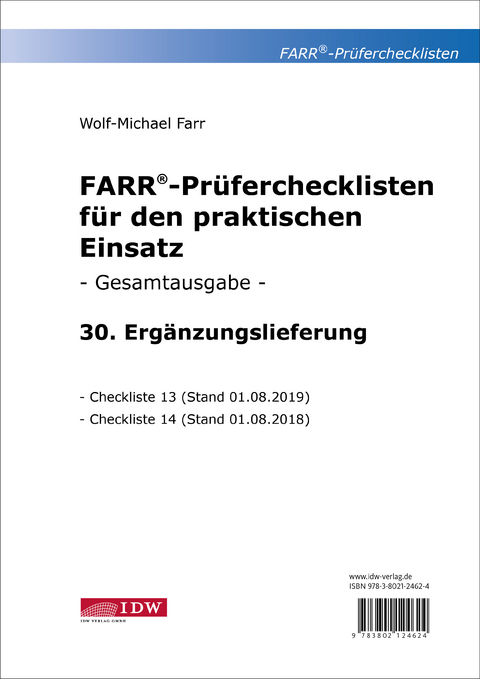 Farr, Prüfercheckl. 30. Erg.Lief. z. Grundwerk - Wolf-Michael Farr