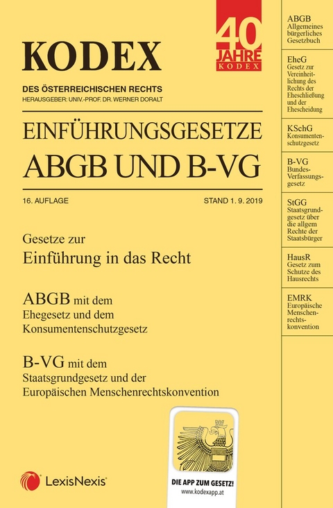 KODEX Einführungsgesetze ABGB und B-VG 2019/20 - 