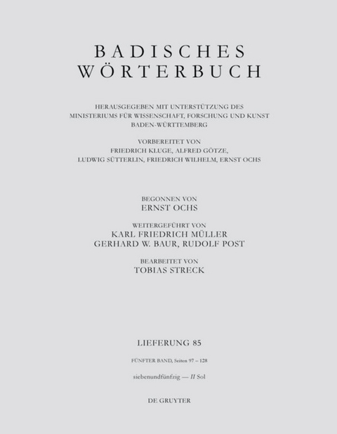 Badisches Wörterbuch / Badisches Wörterbuch. Band V/Lieferung 85 - 