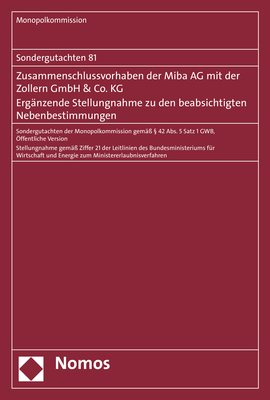 Ergänzende Stellungnahme zu den beabsichtigten Nebenbestimmungen -  Monopolkommission