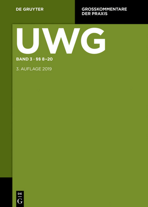 UWG / §§ 8-20; § 23 GeschGehG; Register - 