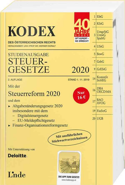 KODEX Studienausgabe Steuergesetze 2020 - Andrei Bodis