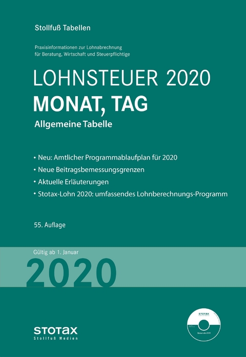 Tabelle, Lohnsteuer 2020 Monat, Tag