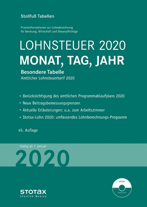 Tabelle, Lohnsteuer 2020 Monat, Tag, Jahr