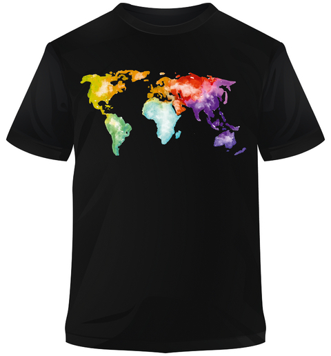 Premium-T-Shirt Welt bunt aquarell - 