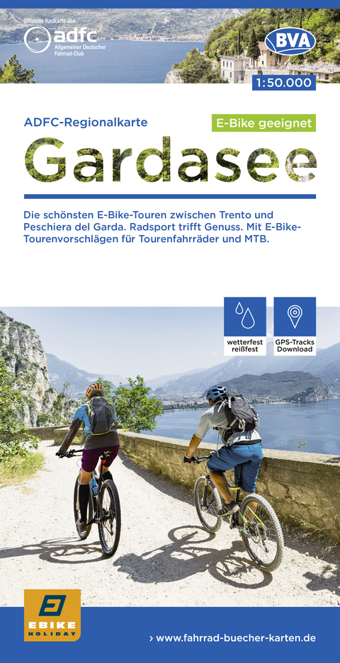 ADFC-Regionalkarte Gardasee, 1:50.000, reiß- und wetterfest, GPS-Tracks Download