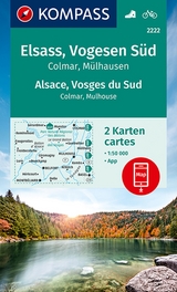 KOMPASS Wanderkarten-Set 2222 Elsass, Vogesen Süd, Alsace, Vosges du Sud, Colmar, Mülhausen, Mulhouse (2 Karten) 1:50.000 - 