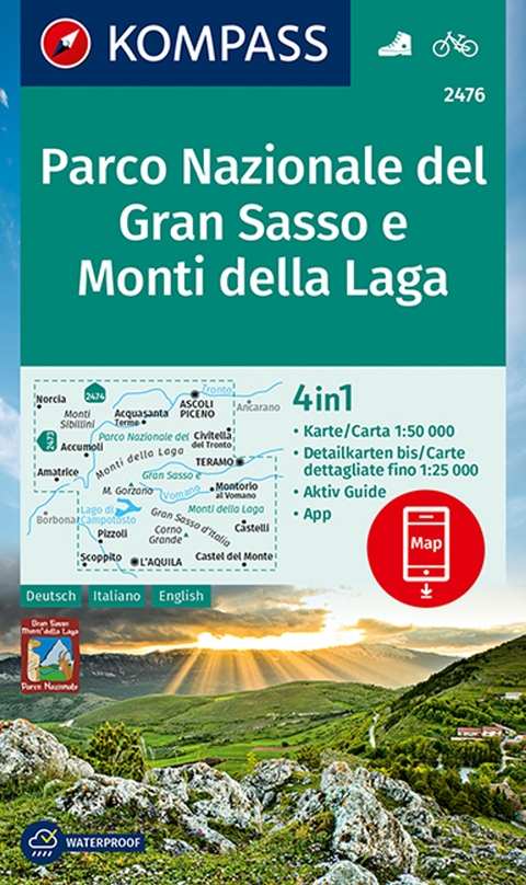 KOMPASS Wanderkarte 2476 Parco Nazionale del Gran Sasso e Monti della Laga 1:50.000