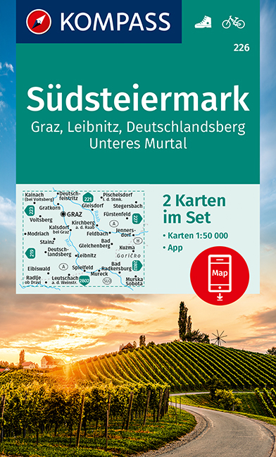 KOMPASS Wanderkarte Südsteiermark, Graz, Leibnitz, Deutschlandsberg, Unteres Murtal (2-K-Set) - 