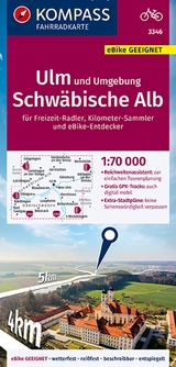 KOMPASS Fahrradkarte 3346 Ulm und Umgebung, Schwäbische Alb 1:70.000