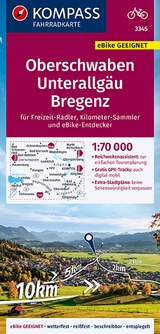 KOMPASS Fahrradkarte 3345 Oberschwaben, Unterallgäu, Bregenz 1:70.000 - 