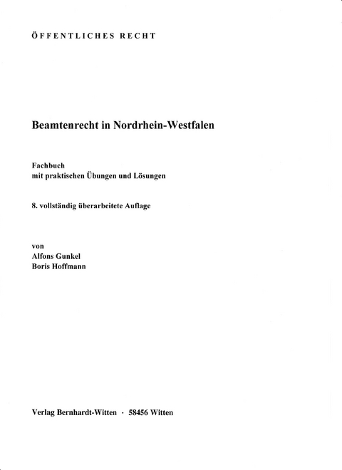 Beamtenrecht in Nordrhein-Westfalen - Alfons Gunkel, Boris Hoffmann