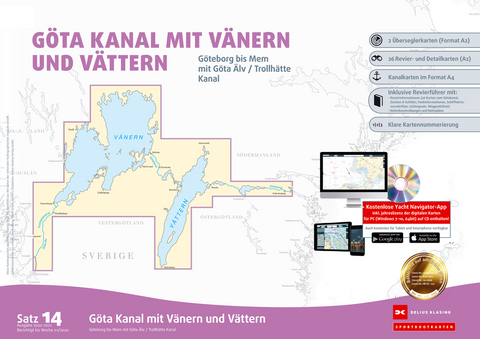 Sportbootkarten Satz 14: Götakanal mit Vänern und Vättern (Ausgabe 2020/2021)