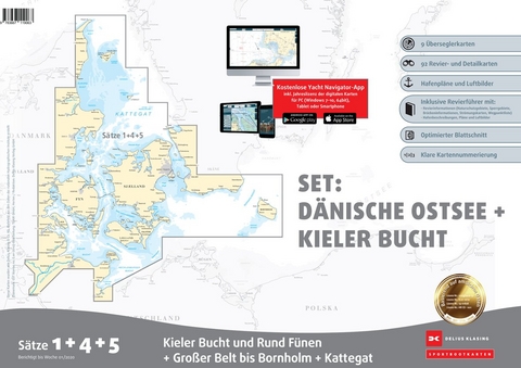 Sportbootkarten Satz 1, 2 und 4 - Set: Deutsche Ostsee und Südliche Dänische Ostsee (Ausgabe 2020)