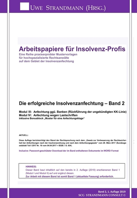 Die erfolgreiche Insolvenzanfechtung – Band 2 - Jens-Uwe Strandmann