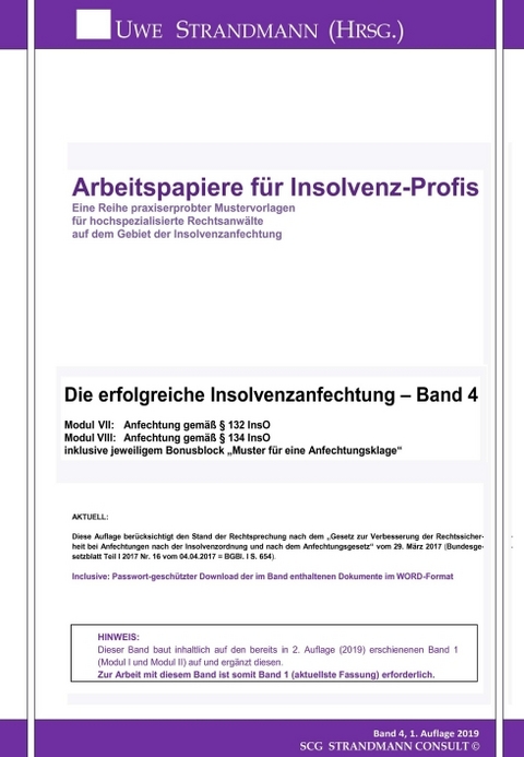 Die erfolgreiche Insolvenzanfechtung – Band 4 - Jens-Uwe Strandmann