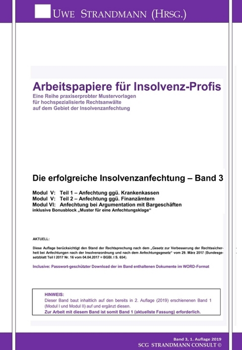 Die erfolgreiche Insolvenzanfechtung – Band 3 - Jens-Uwe Strandmann