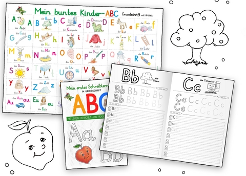 Mein buntes Kinder-ABC-Set in Grundschrift mit Artikeln - Helga Momm