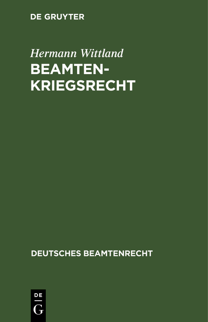 Beamtenkriegsrecht - Hermann Wittland