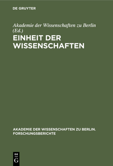 Einheit der Wissenschaften - 