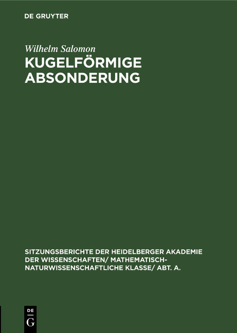 Kugelförmige Absonderung - Wilhelm Salomon