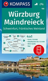 KOMPASS Wanderkarte 166 Würzburg, Maindreieck, Schweinfurt, Fränkisches Weinland 1:50.000